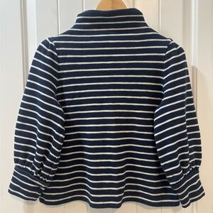 Madewell Mock Neck Knit Striped Sweater Lose Fit Puff Sleeves Size Small